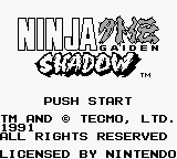 Ninja Gaiden Shadow title screen for GameBoy